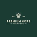 Brewery hops logo vector retro vintage label illustration Royalty Free Stock Photo