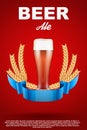 Brewery Label with red beer glass and malt Royalty Free Stock Photo