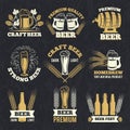 Brewery labels isolate on dark background. Badges template with place for your text