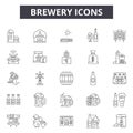 Brewery line icons, signs, vector set, linear concept, outline illustration Royalty Free Stock Photo