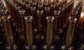 Brewery. Empty glass beer bottles, the top view Royalty Free Stock Photo