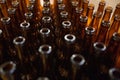 Brewery. Empty glass beer bottles, the top view Royalty Free Stock Photo