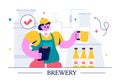 Brewery Production Process Vector Illustration featuring Beer Tanks and Bottles Filled with Alcoholic Drinks for Fermentation Royalty Free Stock Photo