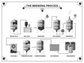 Brewery production process vector infographics template