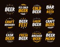 Brewery set logo, label, element. Craft beer emblem, template, symbol. Vector illustration