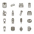 Brewery Sign Black Thin Line Icon Set. Vector