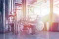 Brewery tank with beer fermentation. Interior of modern brewer manufacture. Factory equipment for beer production. Shiny Royalty Free Stock Photo