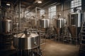 Brewery with truncated conical fermenters