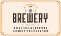 Brewery vintage alphabet font. Custom handwritten alphabet Royalty Free Stock Photo