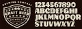 Brewery vintage alphabet font. Custom handwritten alphabet. Retro textured hand drawn typeface with grunge effect Royalty Free Stock Photo