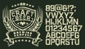 Brewery vintage alphabet font. Custom handwritten alphabet. Retro textured hand drawn typeface with grunge effect Royalty Free Stock Photo
