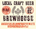 Brewery vintage alphabet font Royalty Free Stock Photo