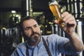 Brewery worker with glass of beer Royalty Free Stock Photo