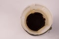 Brewing coffee in a funnel. the hario v60 coffee funnel Royalty Free Stock Photo
