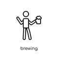 Brewing icon. Trendy modern flat linear vector Brewing icon on w