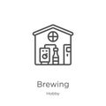 brewing icon vector from hobby collection. Thin line brewing outline icon vector illustration. Outline, thin line brewing icon for