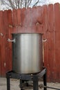 Brewing pot and burner while the wort is boiling Royalty Free Stock Photo