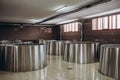 Brewing production vats. Modern beer factory