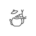 Brewing tea instruction line icon