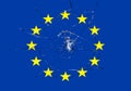 Brexit, broken glass effect on european flag, schengen eurozone crisis