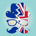 Brexit concept. British invisible man with two torn flags - EU a