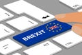 BREXIT Concept - Computer Or Laptop Keyboard With Blue  Button With Fingers - Vector Illustration Royalty Free Stock Photo