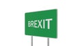 Brexit Concept. Road Sign Depicting Great Britain Departing European Uniun