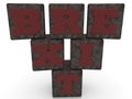 BREXIT concept for rusty metal blocks