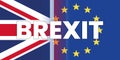 Brexit Concept with UK Flag and European Union Flag with BREXIT Wording