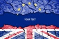 Brexit, crack between flags of the UK and the EU Royalty Free Stock Photo