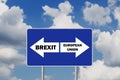 Brexit Deal or European Union. Road sign With Arrows and Text