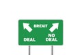 Brexit, Deal or No deal concept. Road sign With Arrows and Text