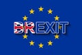 BREXIT on the EU flag - UK& x27;s withdrawal from the EU.