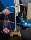 Brexit European Union Flag Great Britain Icon Pin Scales workplace lawyer Royalty Free Stock Photo