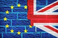 Brexit European Union and Great Britain Flag on broken Wall. Vote for Exit Concept Royalty Free Stock Photo