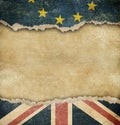 Brexit - European union and Great Britain flags on cardboard Royalty Free Stock Photo