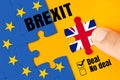 Brexit, Flags of the United Kingdom and the European Union on puzzle