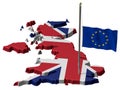 Brexit- Great Britain and the Flag of the EU Royalty Free Stock Photo