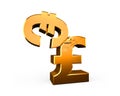 Brexit, pound vs. euro, golden currency symbol fighting, 3D illustration Royalty Free Stock Photo