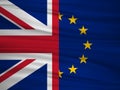 Brexit referendum UK. British vote leave. The flag of UK & EU. Vote for united kingdom exit concept.