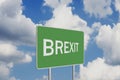 Brexit Road Sign Depicting United Kingdom Departing European Uniun