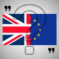 Brexit. Separated Flags of European Union and United Kingdom Royalty Free Stock Photo