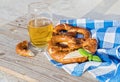 Delicious pretzel with salt, german food Royalty Free Stock Photo