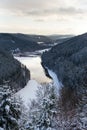 Brezova dam near Karlovy Vary, Czech Republic, winter aerial view Royalty Free Stock Photo