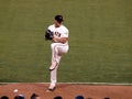 Brian Wilson warms up in the bullpen to prepare to Royalty Free Stock Photo