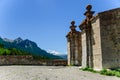 Briancon fortress gate and French Alps, France