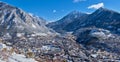 Briancon, highest city of France in Winter panoramic with Vauban fortifications. Hautes-Alpes, Alps, France