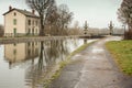 The Briare aqueduct with the lockkeeper`s house