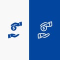 Bribe, Bribery, Bureaucracy, Corrupt Line and Glyph Solid icon Blue banner Line and Glyph Solid icon Blue banner Royalty Free Stock Photo