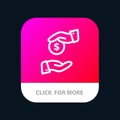Bribe, Bribery, Bureaucracy, Corrupt Mobile App Button. Android and IOS Line Version